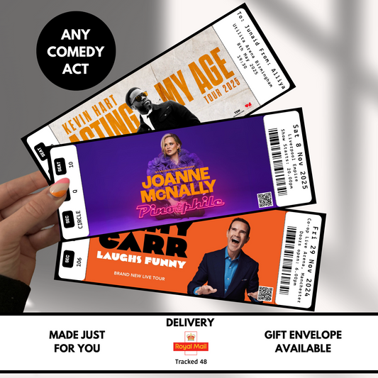 Personalised Comedy Show Surprise Gift Announcement Ticket