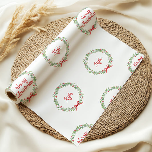 Personalised Christmas Wreath Wrapping Paper