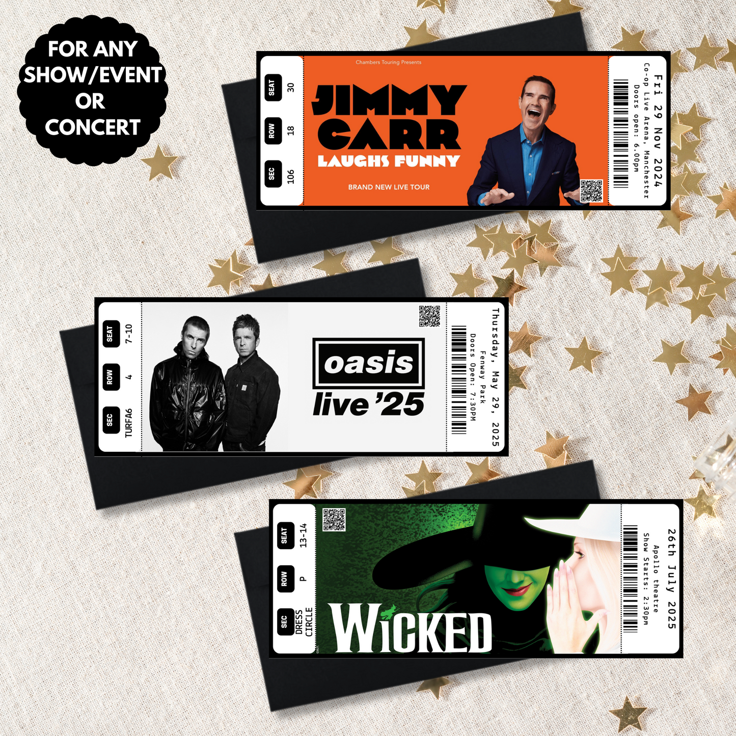 Personalised Event Surprise Gift Announcement Ticket