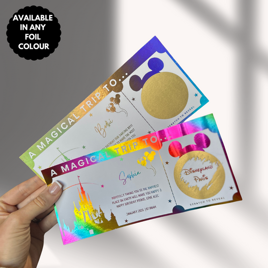 Personalised Disneyland Announcement Scratch Reveal Ticket Keepsake