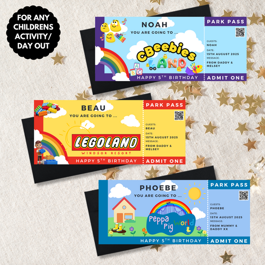 Personalised Children Surprise Gift Announcement Ticket