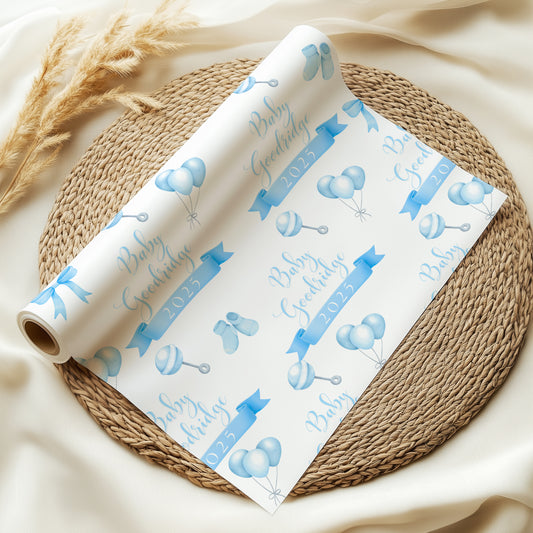 Personalised New Baby Blue Wrapping Paper