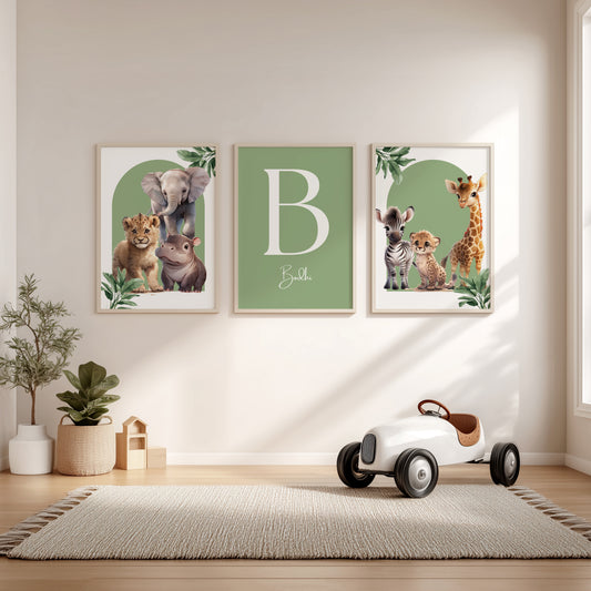 Personalised Safari animals Prints - Set of 3