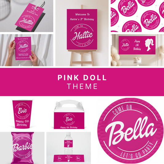 Personalised Pink Doll Theme Party Bundle